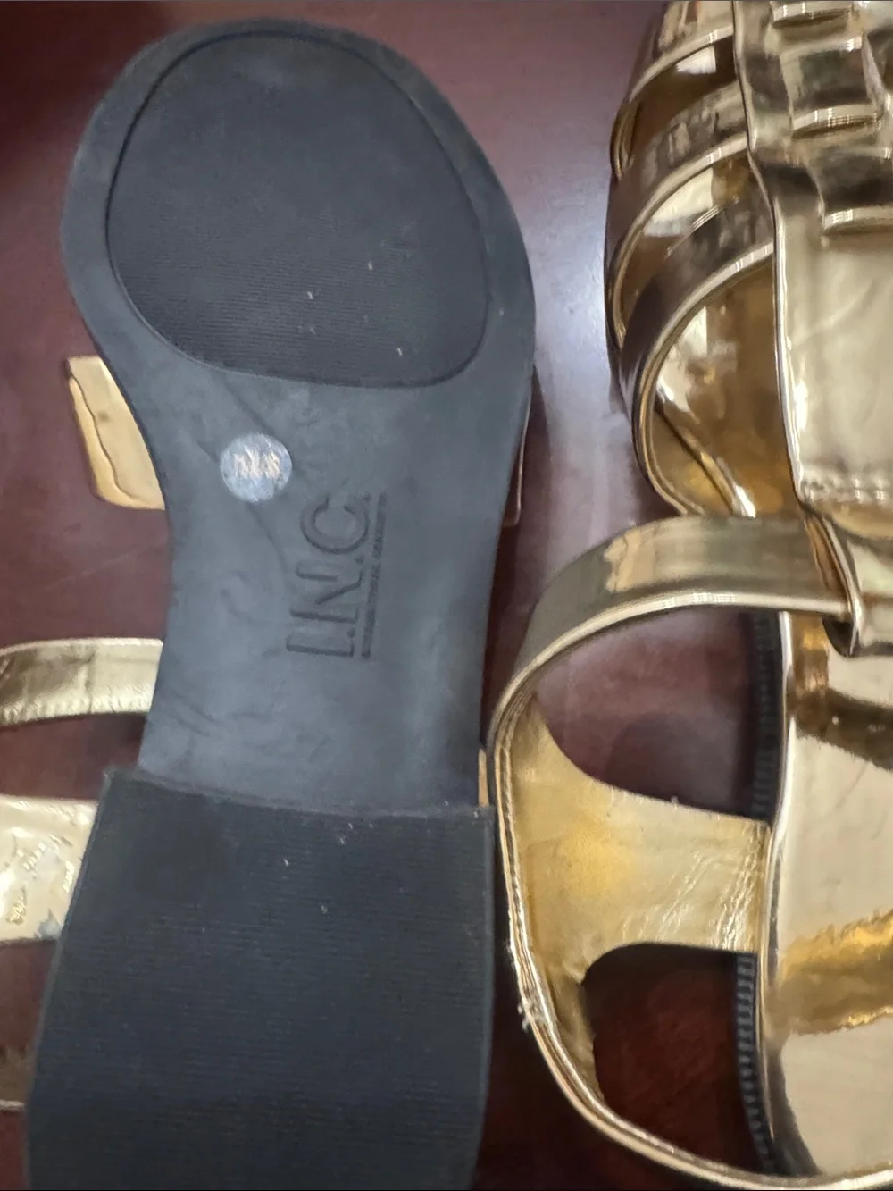 INC International Concepts Gold Strappy Gladiator Sandals